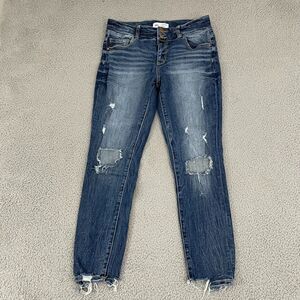 Buckle BKE Victoria Jeans Women 29 Dark Wash Mid Rise Ankle Skinny Distressed